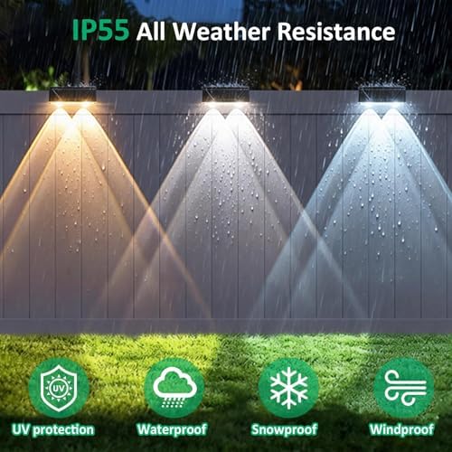 Solar Fence Lights Outdoor, 12 Pack Black Fence Lights Solar Powered - Image 4
