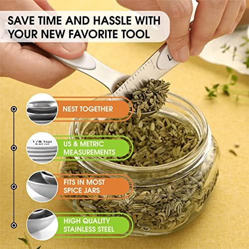 Spring Chef Stainless Steel 8 Magnetic Measuring Spoons for Kitchen, White - Image 5