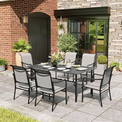 MIXPATIO 7pc Patio Dining Set, 67" Rectangular Table, Textilene Chairs by MIXPATIO