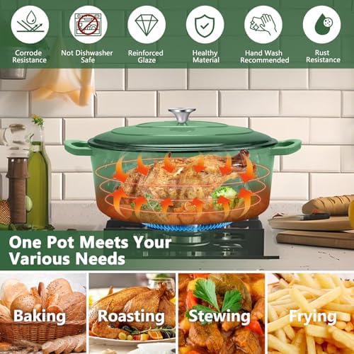 TeamFar Oval Dutch Oven, 5qt Enameled Cast Iron Dutch Oven Pot with Lid - Image 5