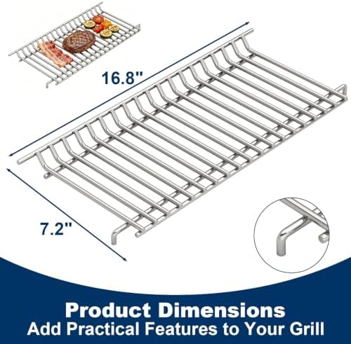 LS'BABQ Grill Warming Rack for Nexgrill Home Depot 720-0864 720-0864R 720-0864RA, Stainless Steel Upper Warming Rack Replacement Parts for Nexgrill Deluxe 2-Burner Gas Grill, 16.8" x 7.2" - Image 2
