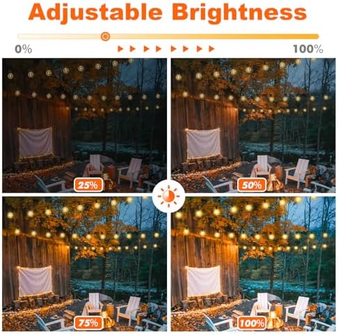 50FT LED Outdoor String Lights with Dimmable 3 Color Lights with Remote - Image 3