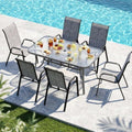 MAMIZO 7 Pieces Patio Dining Set for 6, Glass Table and Textilene Chairs by MAMIZO