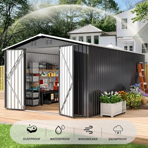 Polar Aurora 10x14 Outdoor Storage Metal Shed with Updated Frame Structure - Image 2