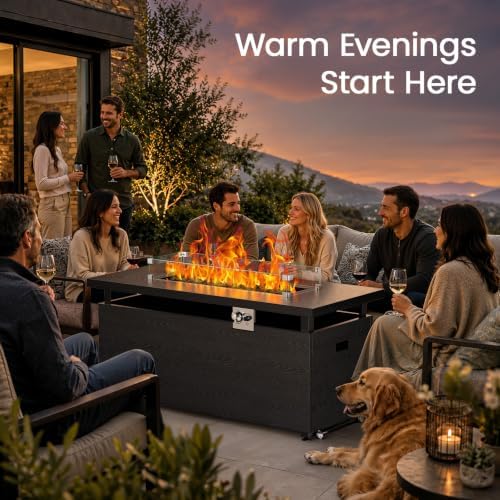 Ciays 51" 4-in-1 Propane Fire Pit Table, 60000 BTU with Glass Wind Guard - Image 7