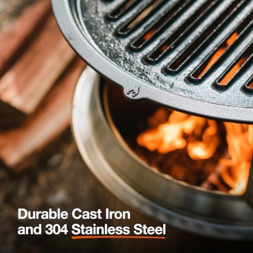Solo Stove Bonfire Grill Top & Hub | 17.5" Cast Iron Fire Pit Cooktop - Image 5