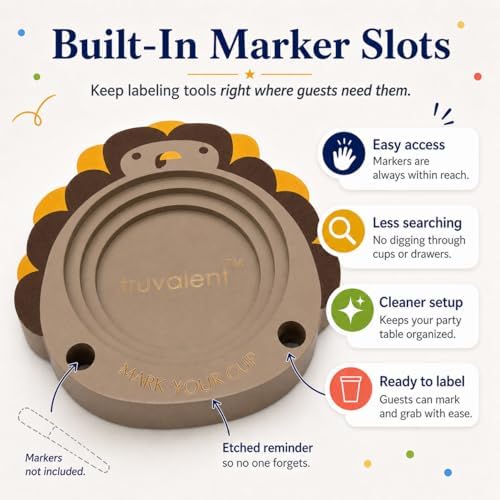 Party Cup Holder With Marker Slots & "Mark Your Cup" Engraved (Turkey) - Image 3