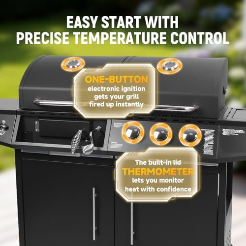 Redlife Gas & Charcoal Combo Grill with Side Burner - Image 4