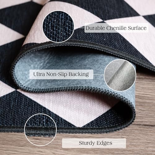 Black Tan Checkered Entry Rug - 3x5 Non-Slip Indoor Outdoor Rugs - Image 3