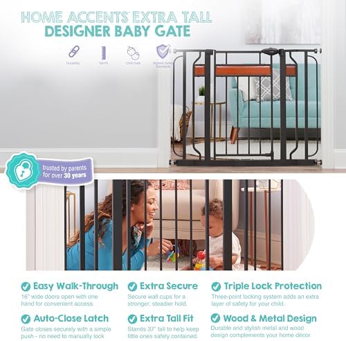 Regalo Safety 37" Extra Tall Baby Gate, Bottom of Stairs & Doorways - Image 3