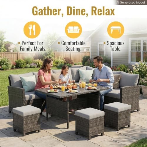Wisteria Lane 7 Piece Patio Furniture Set, Patio Sectional for All Weather - Image 4