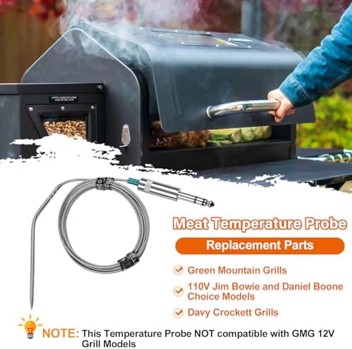 Meat Temperature Probe Replacement for Green Mountain 110V Jim Bowie/Daniel Boone Choice Grills, Compatible GMG Davy Crockett Wood Pellet Grills, P-1035/GMGP40 Temperature Probe Replace Parts - Image 3