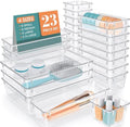 23 PCS Plastic Drawer Organizers Set, 4 Size Desk Drawer Organizer Trays by StorMiracle