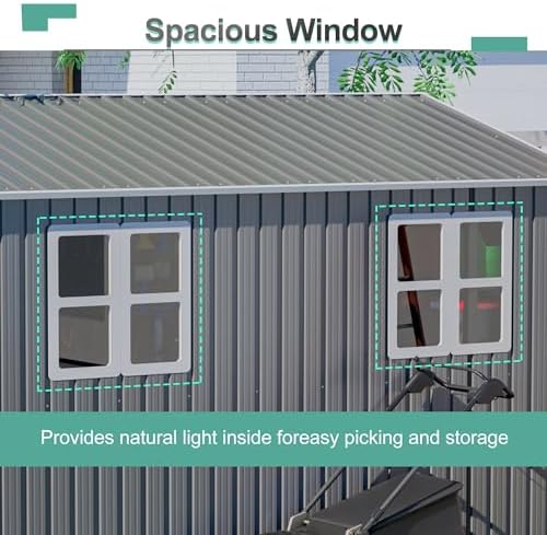YOPTO 4x10 FT Outdoor Shed with Floor Frame & 2 Windows,Gray - Image 6