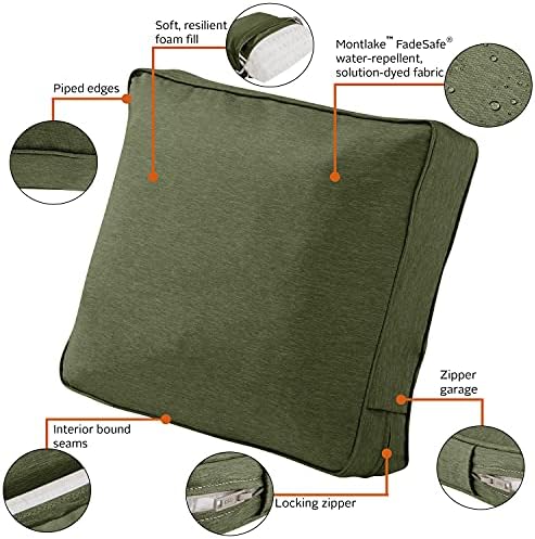 Classic Accessories Montlake FadeSafe Patio Lounge Chair/LoveSeat Back Cushion, 21 x 15 x 4 Inch, Heather Fern, Patio Furniture Cushions - Image 3