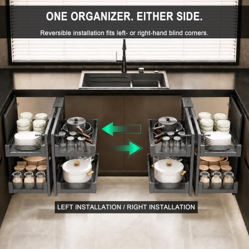 Blind Corner Cabinet Pull Out Organizer, 28" Cabinet, Soft Close - Image 4