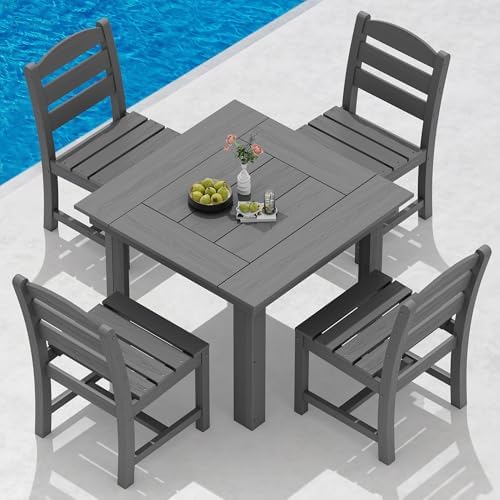 SERWALL HDPE Outdoor Square Dining Set for 4 by SERWALL