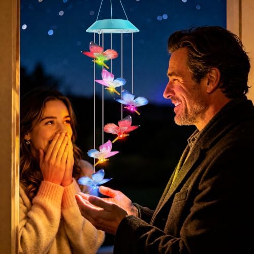 Toodour Solar Wind Chime, Color Changing LED Swaying Butterfly Wind Chimes - Image 5