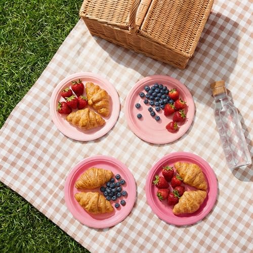 Breroa 72 Pcs Gradient Pink Paper Plates 7 Inch Bulk Pink Plates Disposable - Image 6
