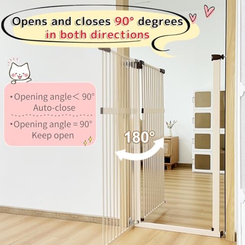 Lumizone 55.12" Extra Tall Pet Gate for Cat Dog 30.12"-59.24" Wide Cream - Image 7