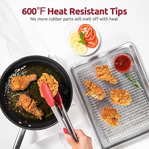 U-Taste Kitchen Tong for Cooking, 600ºF Heat-Resistant Silicone, 12in/Red - Image 3