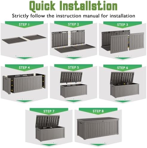 Outdoor Storage Waterproof Deck Box for Patio (230 Gallon, Grey) - Image 6
