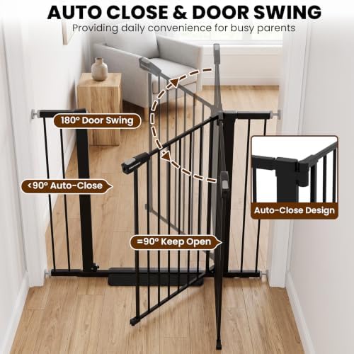 Mumeasy 36" Extra Tall Baby Gate for Doorways, 26-40" Auto Close Dog Gate - Image 5