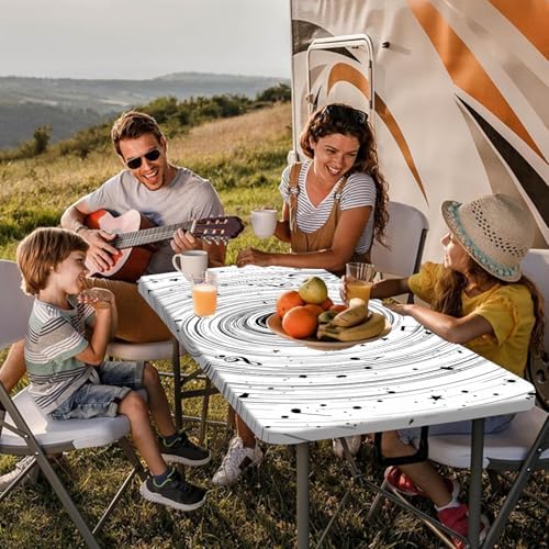 Picnic Table Cover with Bench Covers Camping Essentials Abstract Art Cosmic Vortex Pattern Waterproof Oilproof Fitted Camping Tablecloth Cover with Elastic Edge for Indoor Outdoor 3 PCS 30x72 Inch - Image 2