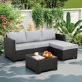 Rattaner 3 Pieces Patio Furniture Set Outdoor Sectional Wicker Patio Furniture Patio Couch with Ottoman and Outdoor Table All-Weather Anti-Slip Cushions Waterproof Covers, Light Grey by Rattaner
