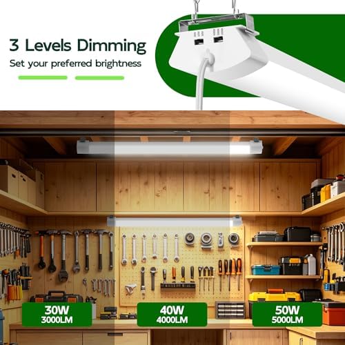 Hlite 4FT LED Shop Light with Power Cord 5000LM,3 Power Level&3CCT,2 Pack - Image 4