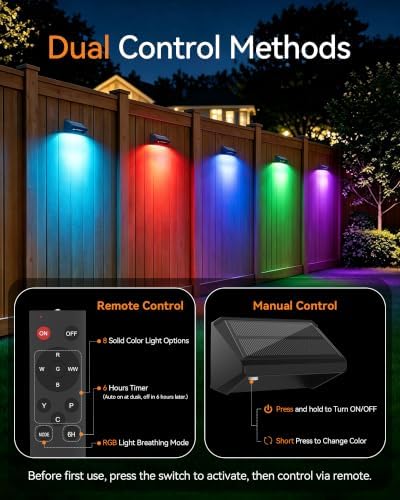 Fence Lights Solar Powered with Remote 12 Pack, IP65 Waterproof - Image 4