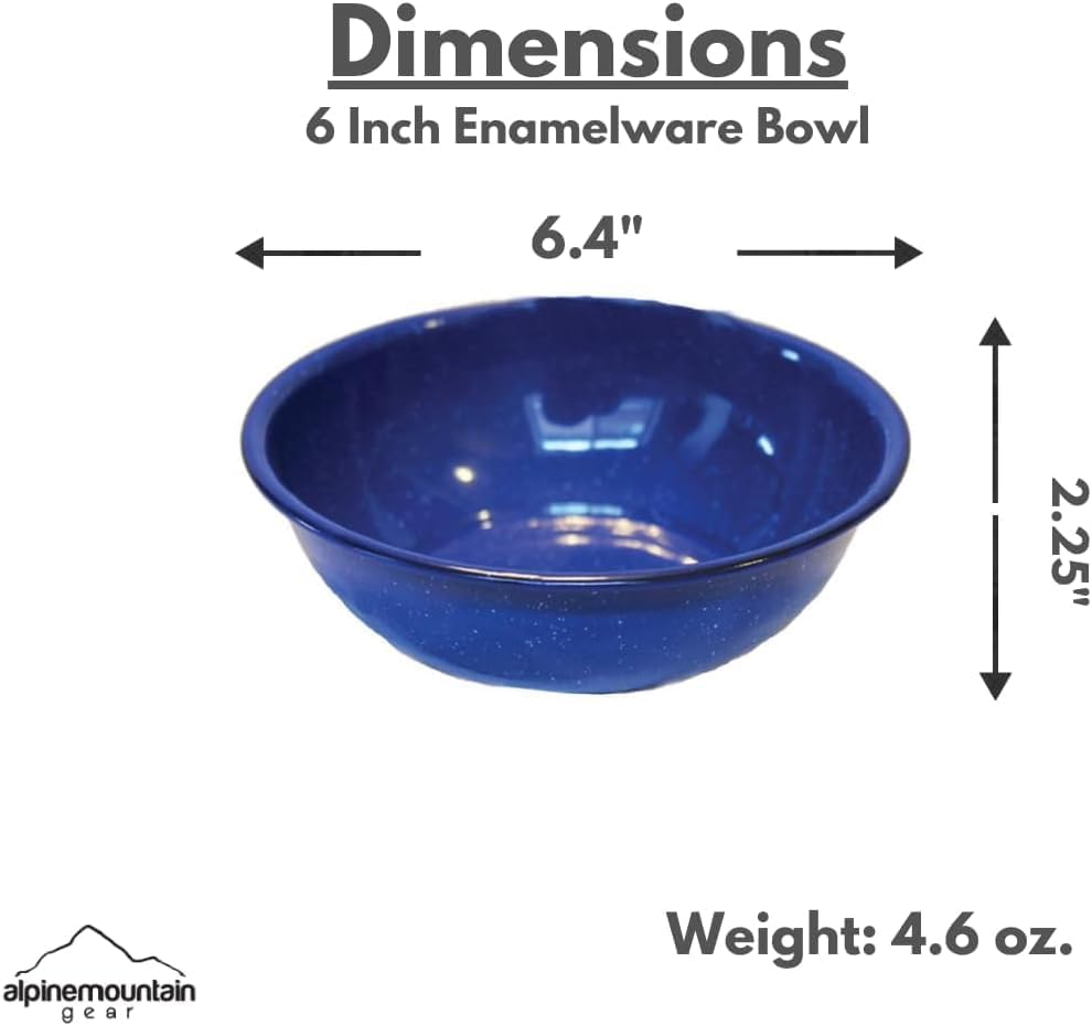 Enamelware for Camping and Backpacking - Enamel Cookware Gear Essentials for Camping and Backpacking (Made by Caddis Sports) (6 Inch Bowl (4 Pack)) - Image 4