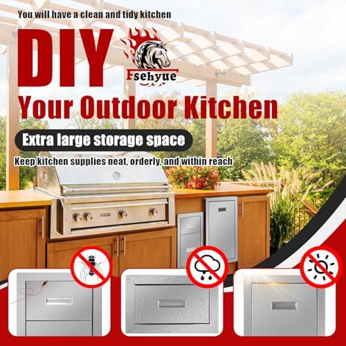 Outdoor Kitchen Single Trash Drawer 17.7'' W x 25'' H x 22.8'' D Pull Out Stainless Steel Bin Drawer Built-in Trash Drawers with Handle Suitable for Outdoor Kitchen Island Patio Grill Station - Image 5