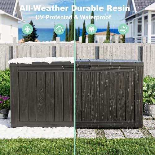 130 Gallon Resin Deck Box, Outdoor Storage Box, Waterproof UV Resistant，Weatherproof Organizer for Patio Furniture Cushions, Pool Accessories, Garden Tools, Indoor & Outdoor Use, Black - Image 4