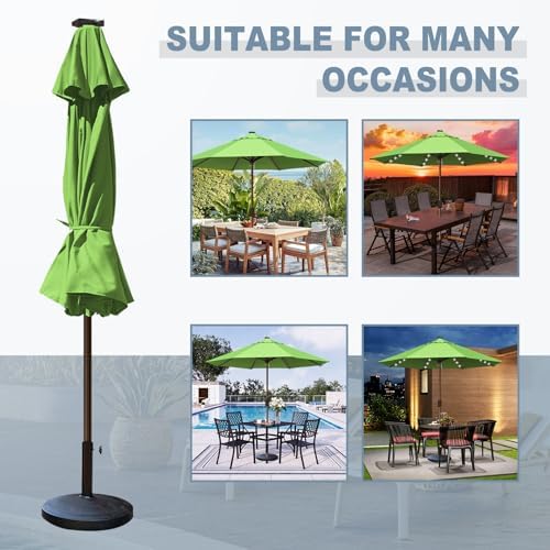 EliteShade USA 10-Year-Non-Fading 10ft Market Patio Umbrella, Commercial Grade Table Sun Umbrella with 80 Solar LED Lights, Crank Open, Windproof & UPF 50+ UV Protection for Garden, Deck, Pool, Backyard, No Tilt, Macaw Green - Image 6
