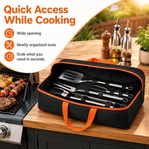 Grill Utensil Storage Bag, 24"" x 8"" x 8" Spacious Handy Grill Bag for BBQ and Grilling Tools, Waterproof Oxford Fabric Grill Tool Storage Bag, accessories storage Compatible with Blackstone - Image 3