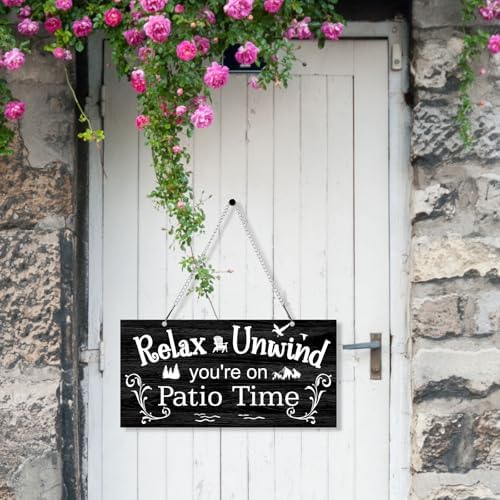 Hotop Metal Patio Sign Vintage Wall Decor for Outdoor, 12 x 6", Black - Image 5