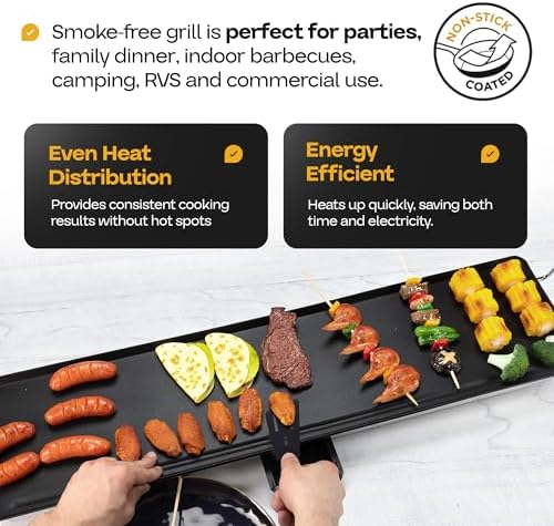 Premium Electric Griddle 36" with Silicone Cooking Utensils Set - Extra Large Portable & Nonstick Electric Grill for Outdoor Use with Adjustable Heating - Smokeless Indoor Grill by IDL Packaging - Image 6