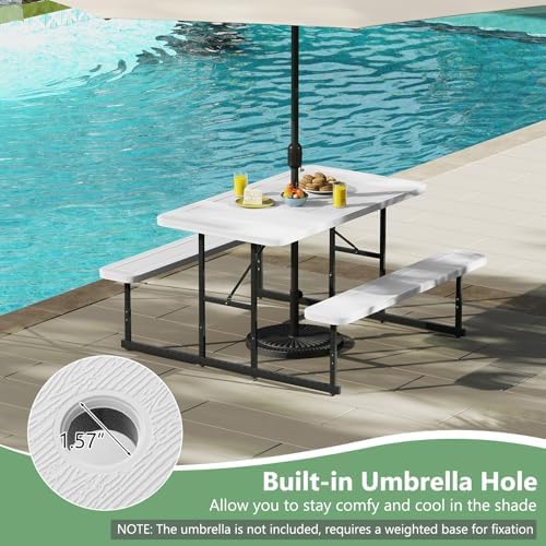 Tangkula 4 Person Picnic Table with 2 Benches, Rectangular - Image 6