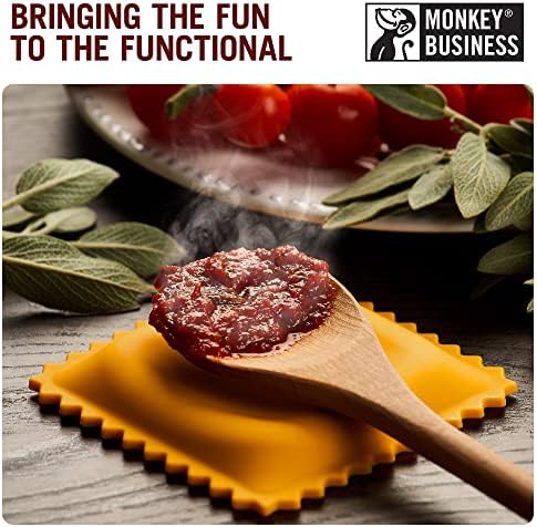 Monkey Business Ravioli Spoon Rest (3-Pack) - Silicone Kitchen Utensil Holder Set - Pasta-Shaped Heat Resistant Ladle Holders for Stove Top - Quirky Kitchen Decor - Image 3