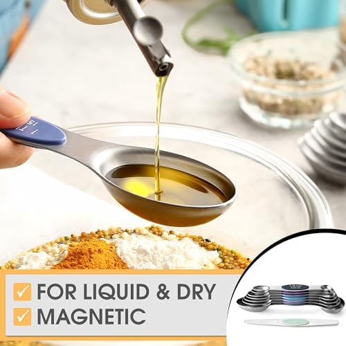 Spring Chef Stainless Steel 8 Magnetic Measuring Spoons Set, Winter Frost - Image 4