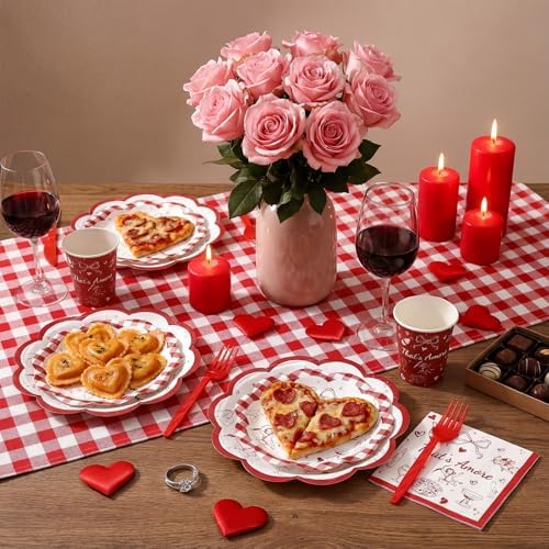 Zubebe 175 Pcs Thats Amore Bridal Shower Party Plates Napkins Cups Set - Image 3