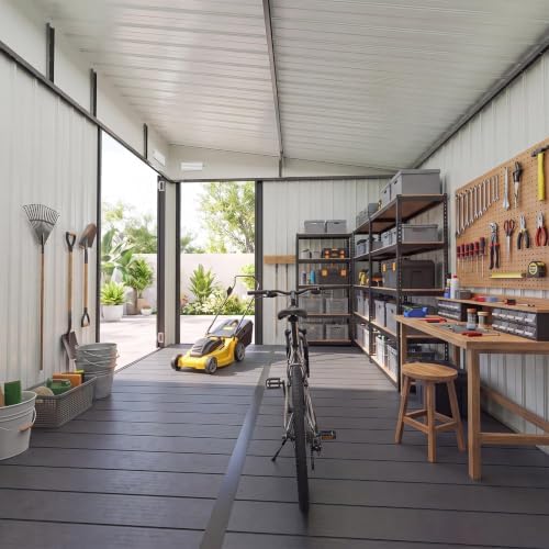 8'x10' Lean to Shed Metal Storage Shed with Floor,Triple Door - Image 4