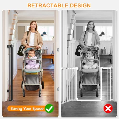 EZIGO 71 Inch Retractable Baby Gates, 41 Inch Extra Tall Retractable Gate - Image 6