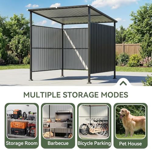 Aoxun 6x6FT Outdoor Shed Grill Shed with Solar Light, Black - Image 3