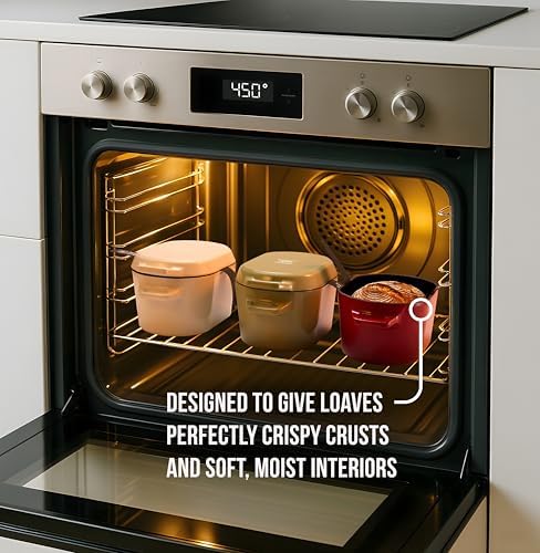 Kook Oval Dutch Oven, for Bread Baking, Sourdough Loaf Pan, Dual Handles, Enameled Cast Iron, with Sling, Dishwasher Safe, 3.4 Qt, Cherry Ombre - Image 2