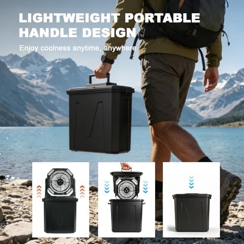 20000mAh Portable Misting Fan with 10L Large Water Bucket, 3-Speed Outdoor Floor Fan with Mist, USB Rechargeable Battery Powered Misting System for Patios, Camping, Beach, Golf and Picnic - Image 7