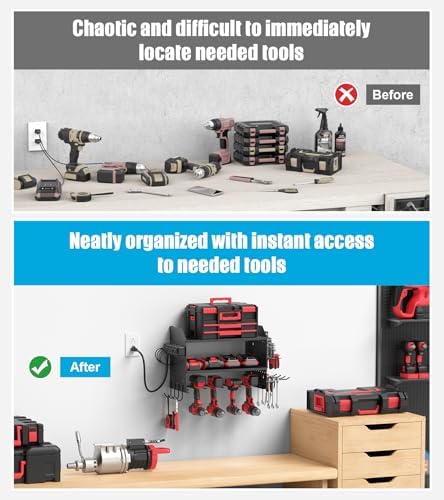 CCCEI Modular Power Tool Organizer Wall Mount with Charging, Black, 1 Pack - Image 6