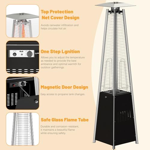 FOOWIN Patio Heater 48,000 BTU Outdoor Propane Heater with Wheels - Image 4