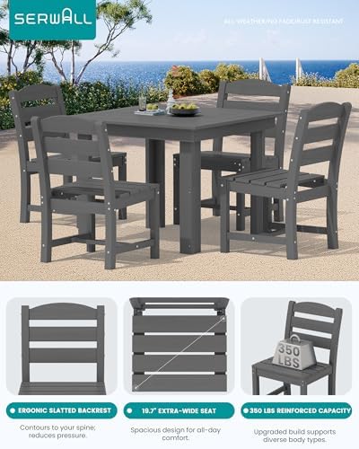 SERWALL HDPE Outdoor Square Dining Set for 4 - Image 3